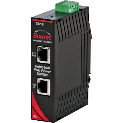 Séparateur PoE industriel Red Lion Sixnet EB-PD-24V-1 sortie 24 VDC sur rail DIN