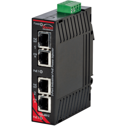 Injecteur PoE industriel Red Lion Sixnet EB-PSE-48V-2A deux voies sur rail DIN