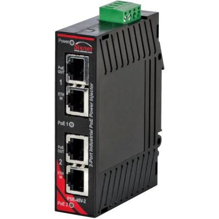 Injecteur PoE industriel Red Lion Sixnet EB-PSE-48V-2A deux voies sur rail DIN