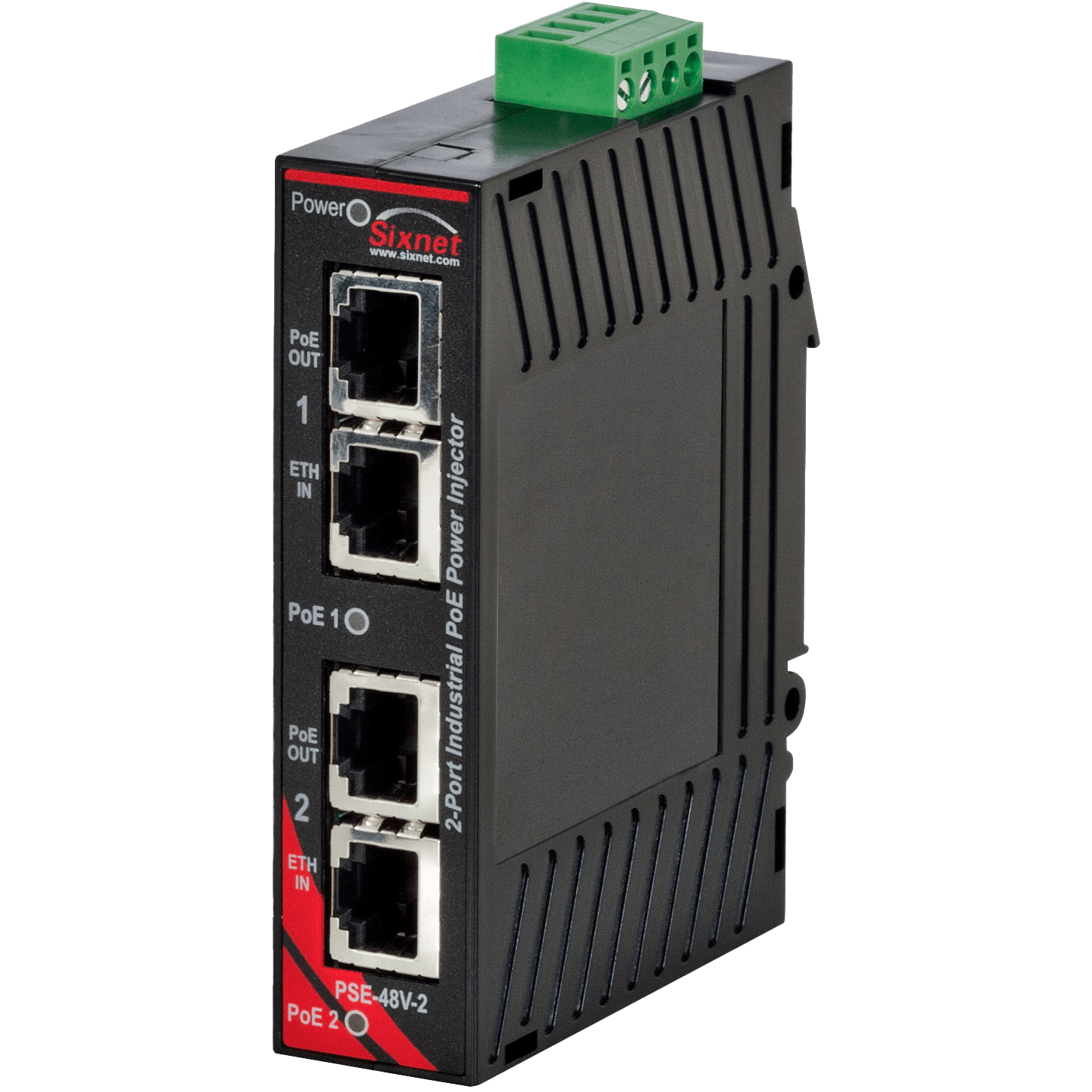 Injecteur PoE industriel Red Lion Sixnet EB-PSE-48V-2A deux voies sur rail DIN Injecteur PoE industriel Red Lion Sixnet EB-PSE-48V-2A deux voies sur rail DIN