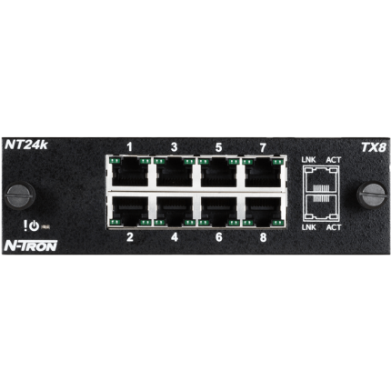 Module NT24K-TX8 huit ports RJ45 Gigabit pour switch N-Tron NT24k, face avant