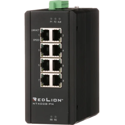 Switch PROFINET Red Lion NT-4008 à huit ports RJ45 Gigabit, vue de face