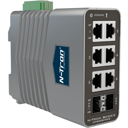 Switch N-Tron NT-5008-DM2 avec 6 ports RJ45 et 2 emplacements SFP sur rail DIN