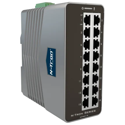 Switch industriel Red Lion N-Tron NT-5016 avec 16 ports RJ45 Gigabit, vue de face