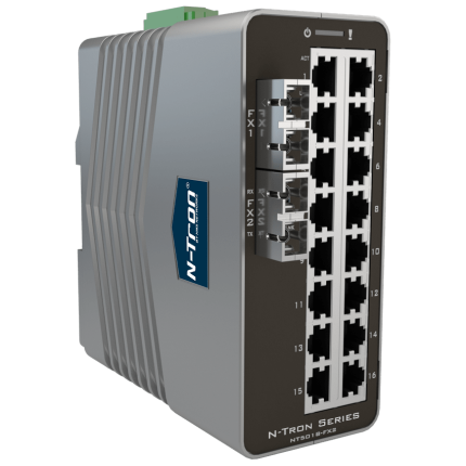 Switch manageable N-Tron NT-5018-FX2 18 ports avec deux fibres à connecteurs SC