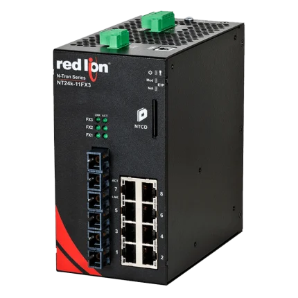 Switch Red Lion NT24K-11FX3 à 3 ports fibre 100 Mbit/s, vue de face