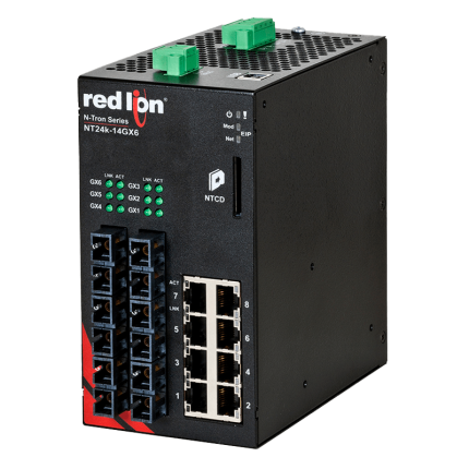 Switch Red Lion NT24K-14GX6 à six ports fibre SC et huit RJ45