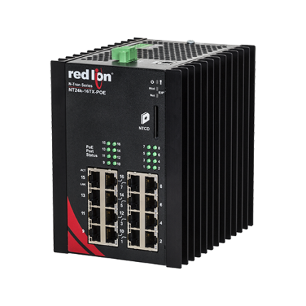 Switch PoE+ Red Lion N-Tron NT24K-16TX-POE seize ports RJ45 sur rail DIN