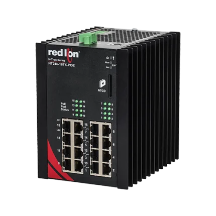 Switch PoE+ Red Lion N-Tron NT24K-16TX-POE seize ports RJ45 sur rail DIN