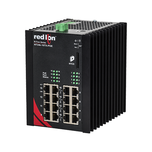 Switch PoE+ Red Lion N-Tron NT24K-16TX-POE seize ports RJ45 sur rail DIN Switch PoE+ Red Lion N-Tron NT24K-16TX-POE seize ports RJ45 sur rail DIN