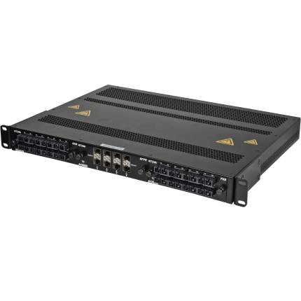 Switch rack 1U Red Lion N-Tron NT24K équipé de trois modules fibre et SFP