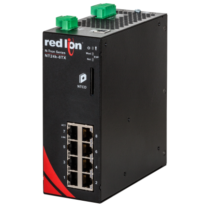 Switch industriel Red Lion N-Tron NT24K-8TX huit ports RJ45 Gigabit sur rail DIN
