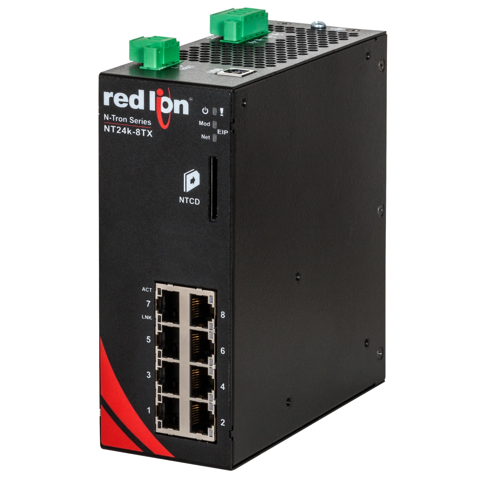 Switch industriel Red Lion N-Tron NT24K-8TX huit ports RJ45 Gigabit sur rail DIN Switch industriel Red Lion N-Tron NT24K-8TX huit ports RJ45 Gigabit sur rail DIN