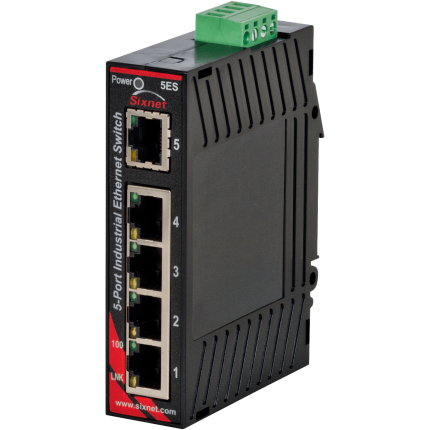 Switch industriel Red Lion Sixnet SL-5ES-1 avec cinq ports RJ45, vue de face
