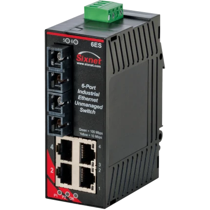 Switch industriel Red Lion Sixnet SL-6ES avec deux fibres SC et quatre RJ45