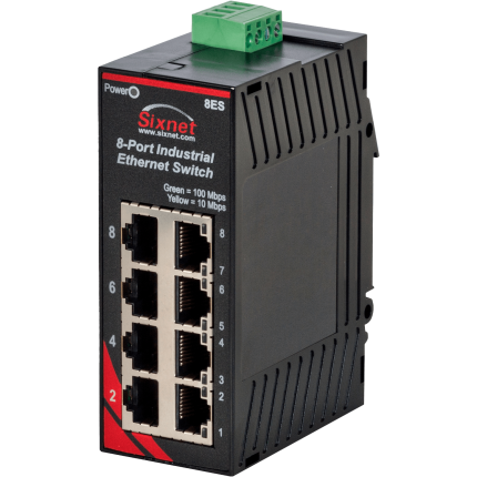 Switch industriel Red Lion Sixnet SL-8ES-1 avec huit ports RJ45, vue de face