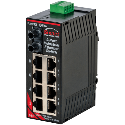 Red Lion SL-9ES version fibre ST, switch 9 ports non manageable sur rail DIN
