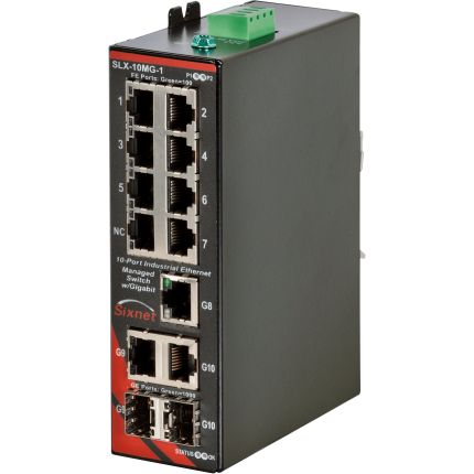 Switch manageable Red Lion Sixnet SLX-10MG-1, dix ports dont deux combo SFP