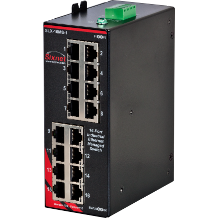 Switch industriel manageable Red Lion Sixnet SLX-16MS-1, 16 ports RJ45, vue trois quarts