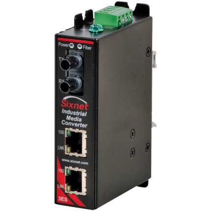 Convertisseur Red Lion Sixnet SLX-3ES version fibre ST et deux ports RJ45