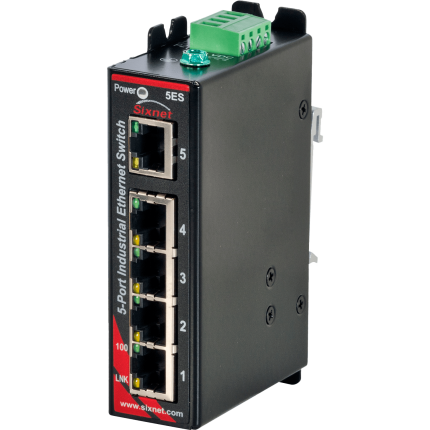 Switch Ethernet industriel Red Lion Sixnet SLX-5ES-1 avec cinq ports RJ45, vue de face