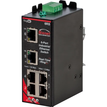Switch à anneau redondant Red Lion Sixnet SLX-6RS-1-D1 avec six ports RJ45