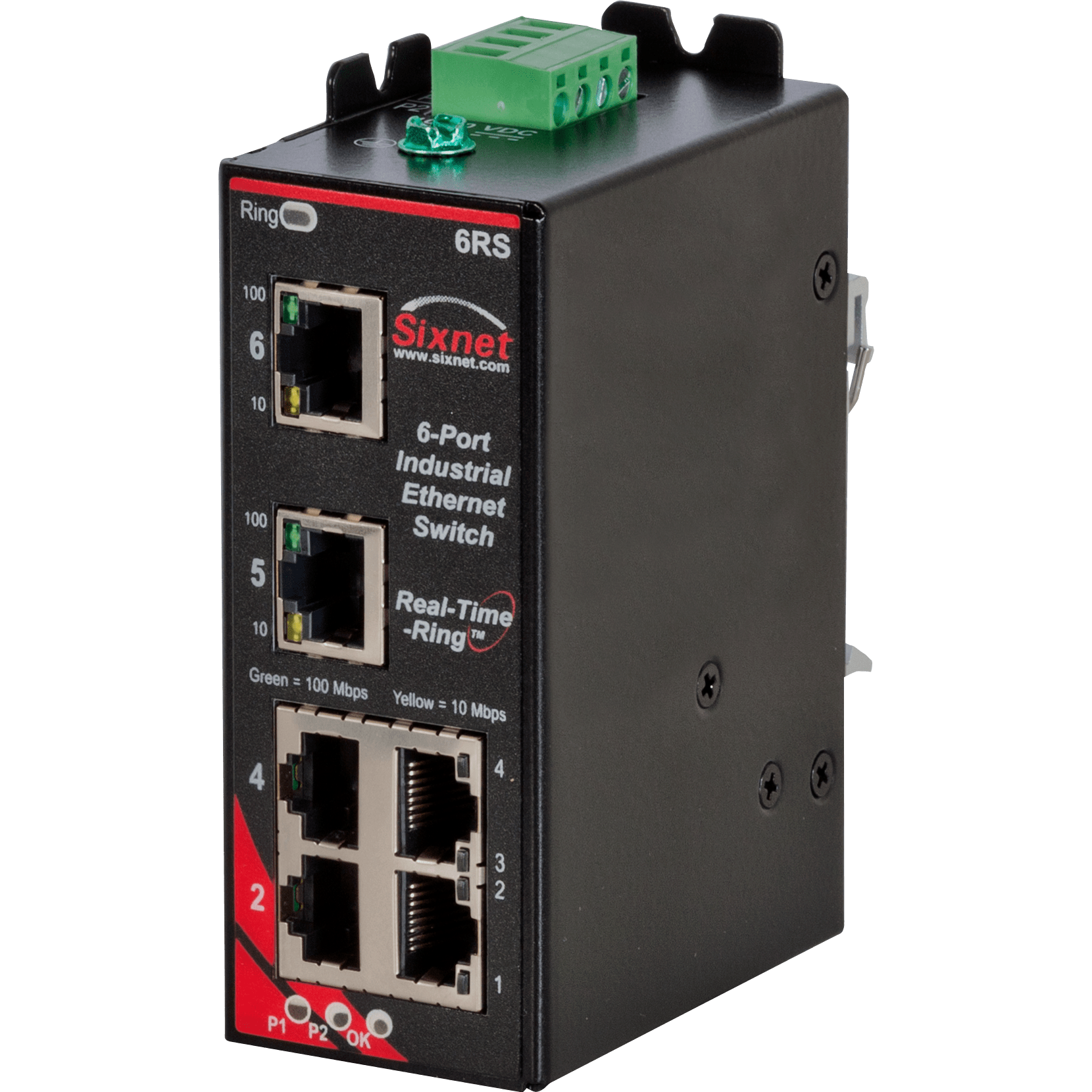 Switch à anneau redondant Red Lion Sixnet SLX-6RS-1-D1 avec six ports RJ45 Switch à anneau redondant Red Lion Sixnet SLX-6RS-1-D1 avec six ports RJ45