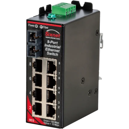 Switch non manageable Red Lion Sixnet SLX-9ES-3SC avec port fibre SC et huit RJ45