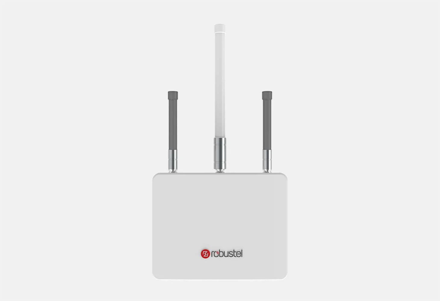Passerelle LoRaWAN extérieure Robustel R3000 LG-OG IP67 avec trois antennes, vue de face
