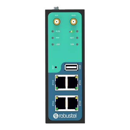 Face avant du Robustel R3000 Quad avec quatre ports Ethernet et port USB