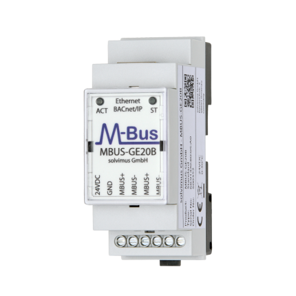 Passerelle M-Bus vers BACnet/IP Solvimus MBUS-GE20B pour rail DIN, vue de face
