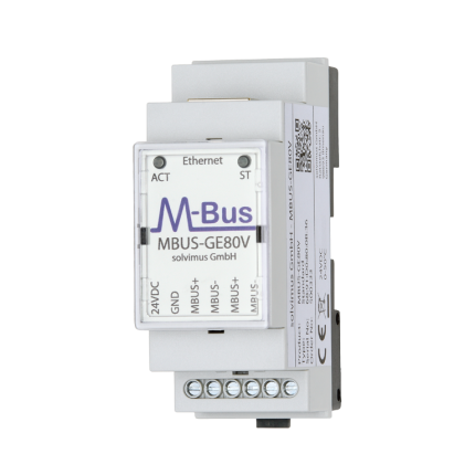 Convertisseur M-Bus vers Ethernet solvimus MBUS-GE80V en boîtier rail DIN 2 modules