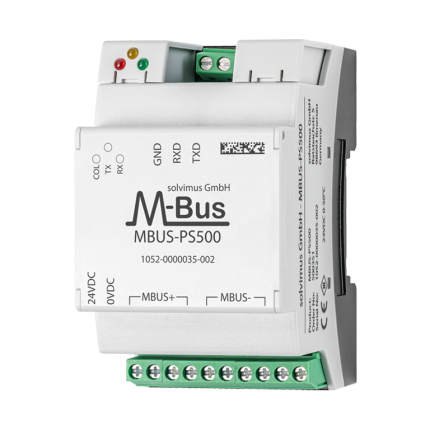 Convertisseur de niveau M-Bus solvimus MBUS-PS500 pour 500 compteurs, boîtier 3 modules