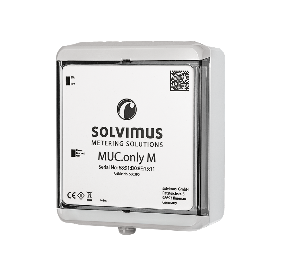 Concentrateur NB-IoT sur piles Solvimus MUC.only M en boîtier mural IP67, vue de face Concentrateur NB-IoT sur piles Solvimus MUC.only M en boîtier mural IP67, vue de face